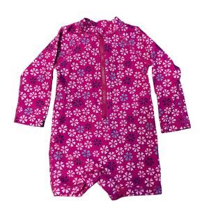 Tea Collection Purple Floral Graphic Bodysuit Swimsuit